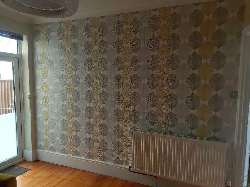 Gold and grey geometric wallpaper by PA Painting & Decorating — Ascot Decorators