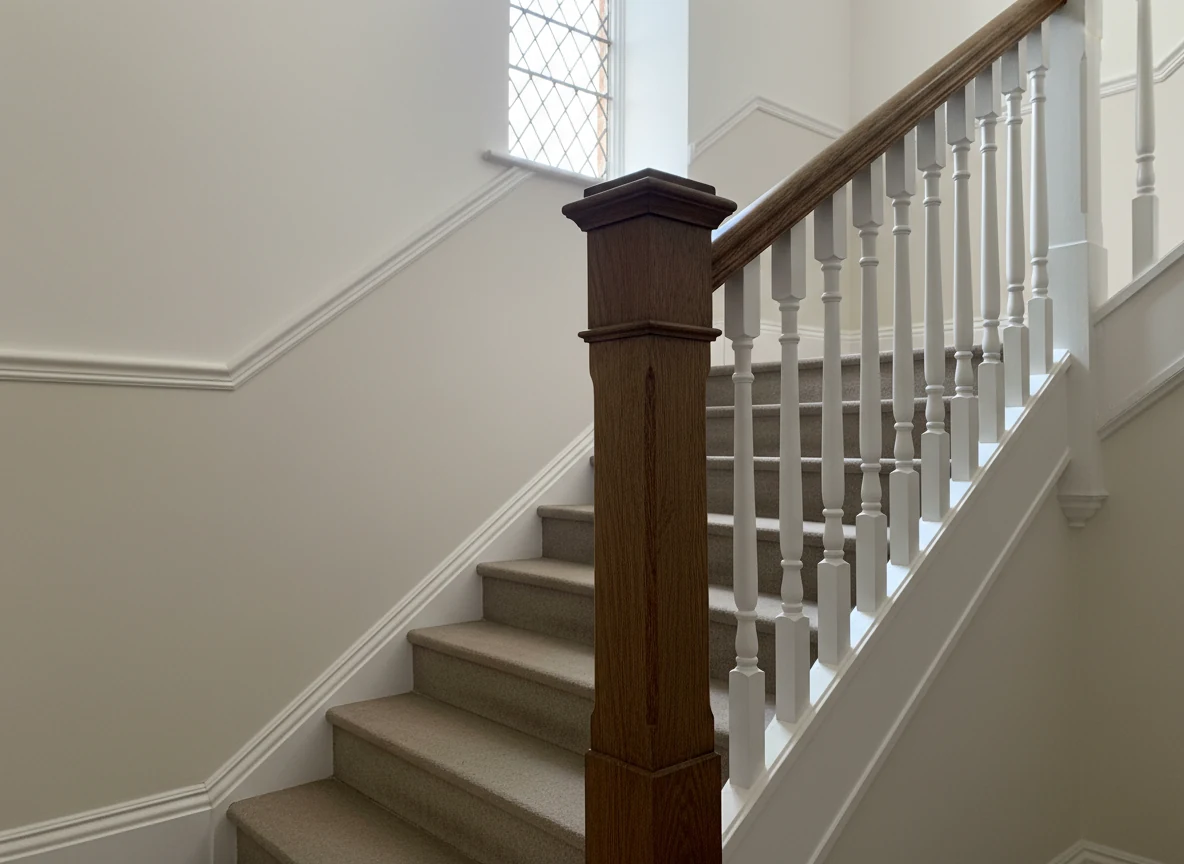 Staircase renovation detail in Ascot by Ascot Decorators